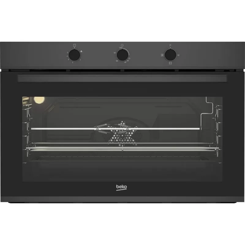 BEKO Built in Gas Oven With Gas Grill 90 Cm 2 Fans Dark Inox BBWHT12104DS