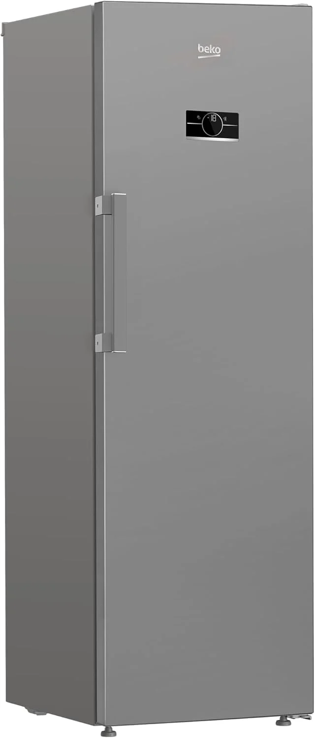 Beko Upright Freezer, 8 Drawers, 286L No-Frost, 186.5 cm Height, Silver, Glass Shelves, Reversible Door - B3RFNE314ZXPE1