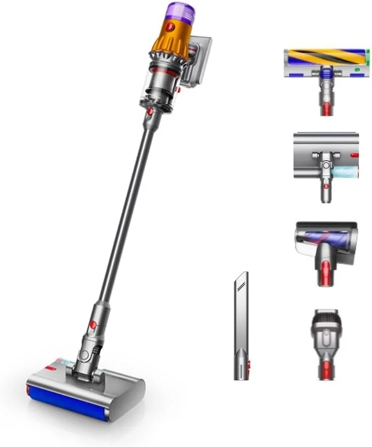 Dyson V12S Detect Slim + Cordless Vacuum – قوة 350 واط – 0.76 لتر – أصفر