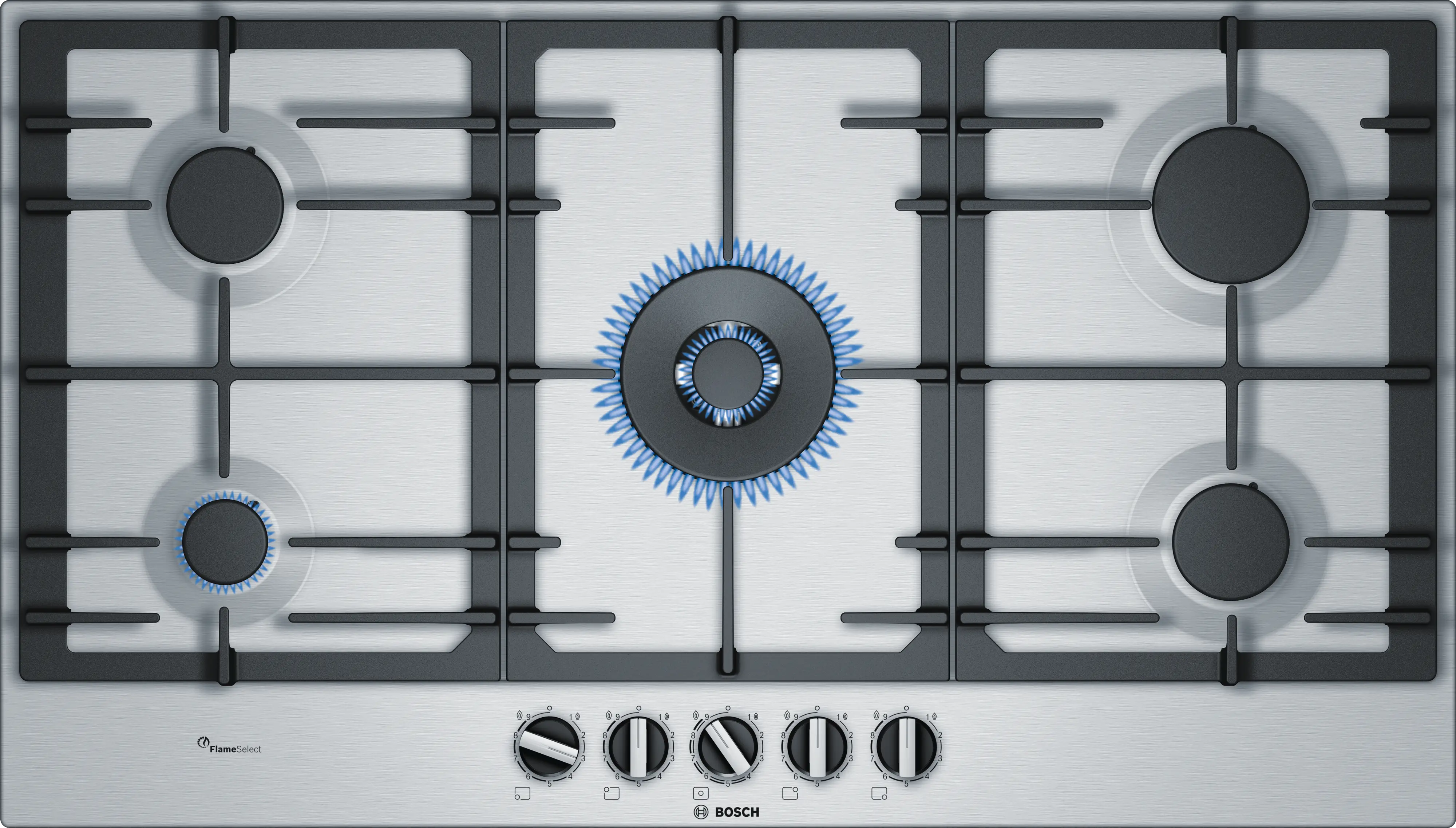 Bosch Built-In Gas Hob 5 Burner 90 cm Stainless Steel PCR9A5B90